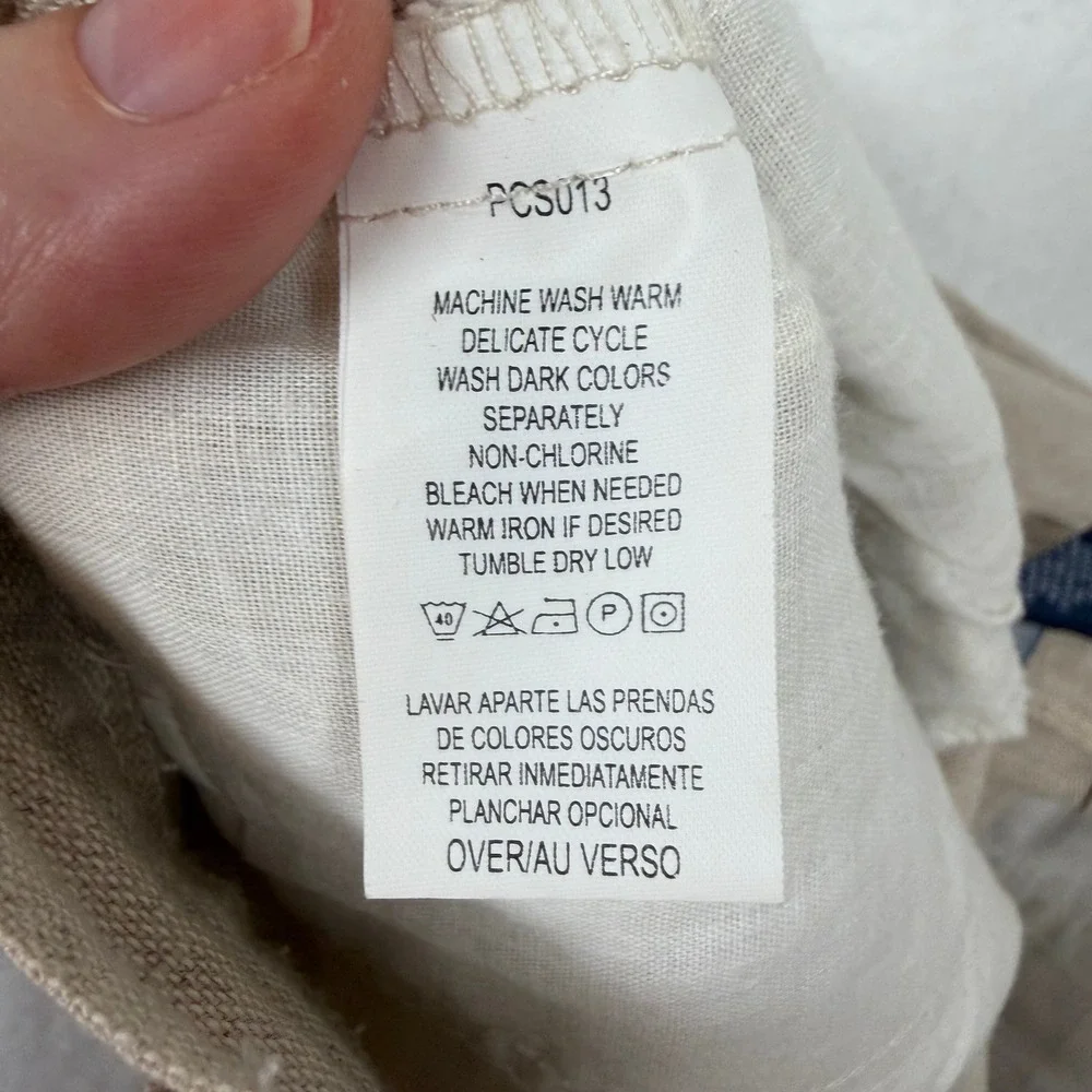 Liz Claiborne Lizsport Shorts Womens 12P Beige Linen Blend Pleated Bermuda B-371
